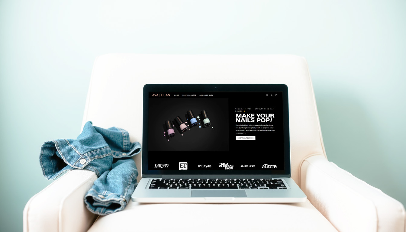 Ava Dean Beauty's website design on Shopify designed by Pop Impact
