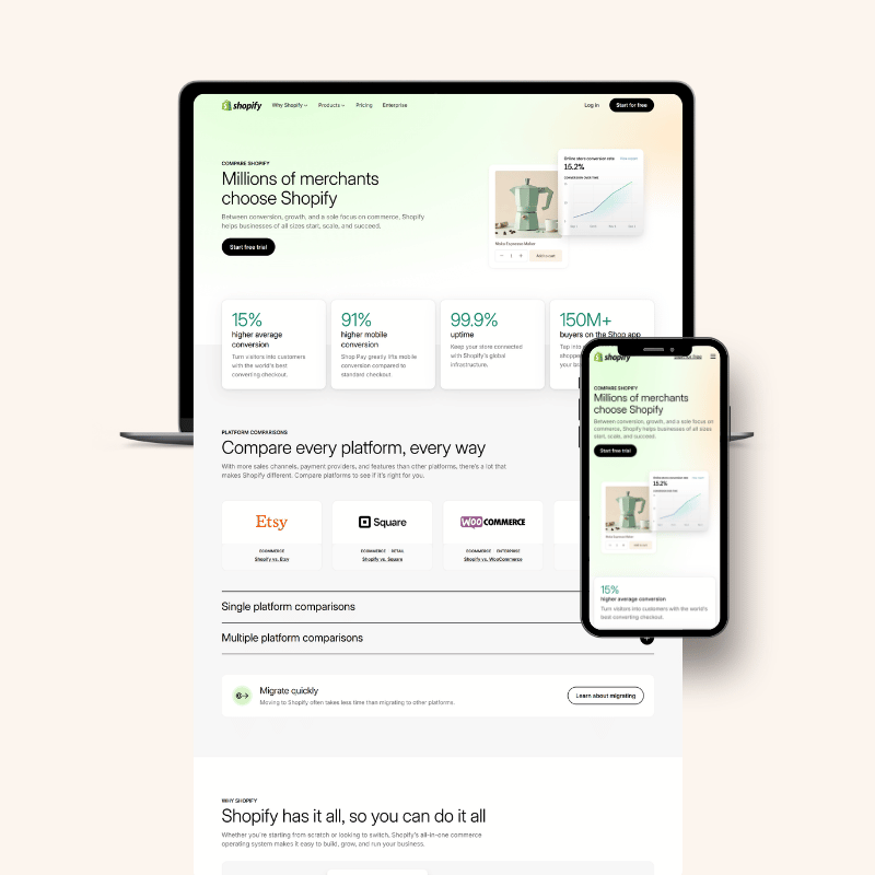 Shopify screenshots on desktop and mobile for SEO